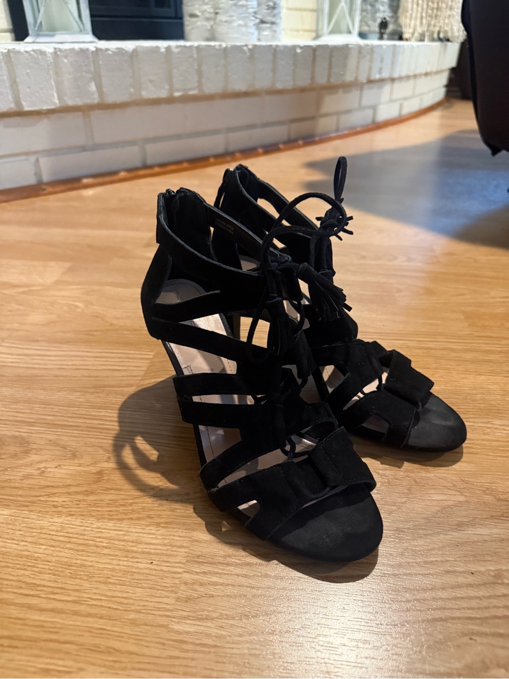 Tahari Women's Black Strappy Lace-Up Heeled Sandals